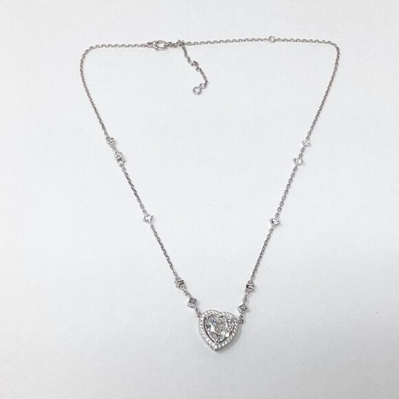 #QX3HFX  Yifan Silver Tone 14.7 ct Heart Diamond Necklace - Picture 1 of 4